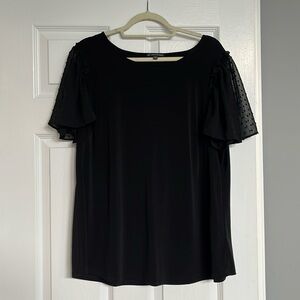 Adrianna Papell 1X Black Short Sleeve Blouse Lightly Worn